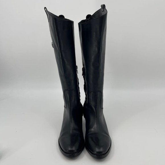Arturo Chiang Black Silver Leather Heeled Boots | Almond Toe & Zip Closure - Picture 7 of 9